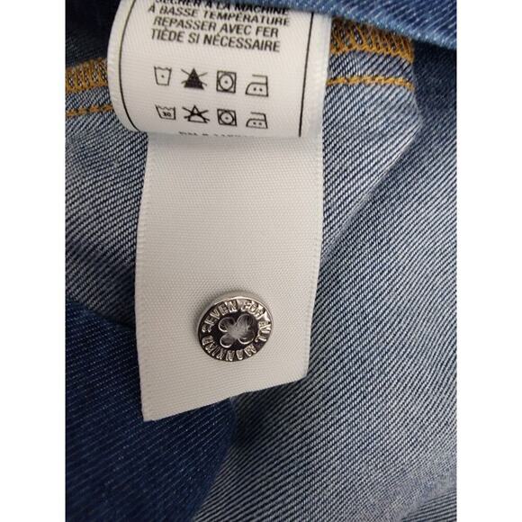 7 For All Mankind Chambray Mini Dress Women’s S Long Sleeve Western Dark Wash - Picture 8 of 9